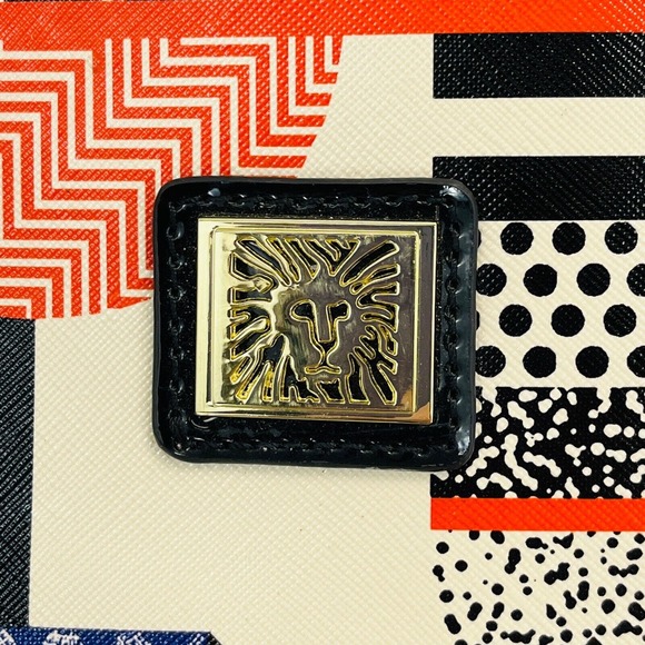 Anne‎ Klein Handbag Multicolor Chevron Polka Dot Stripe Faux Leather Patent Trim - Picture 3 of 10